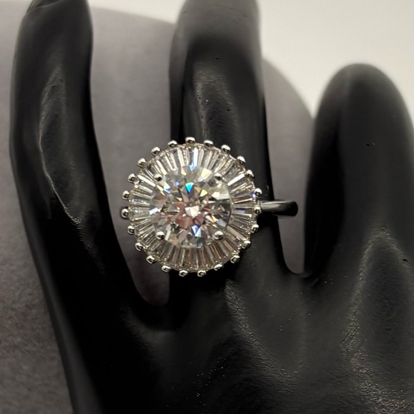 Jewelry - Moissanite 2ct Round Sterling Silver Ballerina Ring